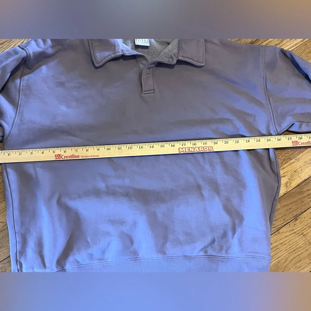 Aritzia Tna Cozy Boyfriend Fleece Collared Sweatshirt 2XL oversized polo style - Picture 6 of 7